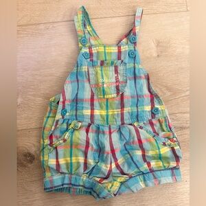 Vintage OshKosh B’gosh Plaid Bubble Overalls Shortalls 12M Y2K